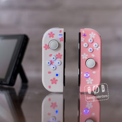 Pink & White Joy-Con LED MOD Sakura Flowers Nintendo Switch Controllers