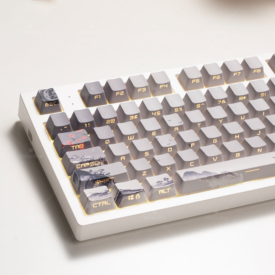Peach Blossom OEM Profile Dye Sublimation PBT Shine Through Keycaps