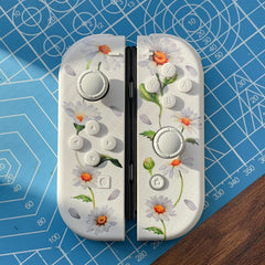 Custom Floral Joy-Cons with Daisies Nintendo Switch Gaming Controllers