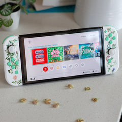 Flowers Vines & Laurels Joy-Cons Mod with Mint Buttons Nintendo Switch Special Edition Floral Watercolor Custom Controllers
