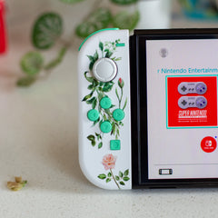 Flowers Vines & Laurels Joy-Cons Mod with Mint Buttons Nintendo Switch Special Edition Floral Watercolor Custom Controllers