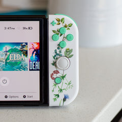 Flowers Vines & Laurels Joy-Cons Mod with Mint Buttons Nintendo Switch Special Edition Floral Watercolor Custom Controllers