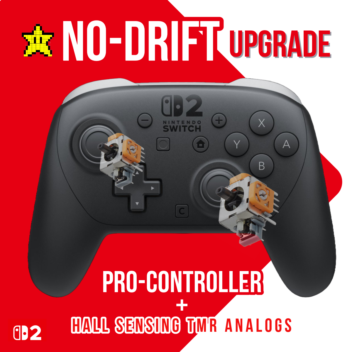 Upgraded Switch 2 Pro-Controller with NO DRIFT TMR Hall Sensing Analogue Sticks Nintendo Gaming Controller