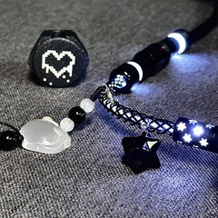Ink Black USB-C RGB Aviator Handmade Coiled Cable