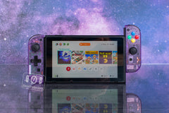 Custom Nintendo Switch Clear Joy-Con Controllers Atomic Purple D-Pad SNES Buttons