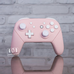 Custom Nintendo Switch Pro Controller In Sakura Pink with White Butons
