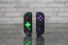 Custom Nintendo Switch Joy-Con Controllers Black LED MOD Backlit Buttons and Clear D-Pad Option