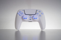 PS5 LED Controller Mod Custom White Wireless Controller with White Backlit Buttons RGB
