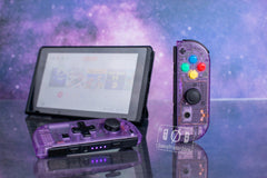 Custom Nintendo Switch Clear Joy-Con Controllers Atomic Purple D-Pad SNES Buttons