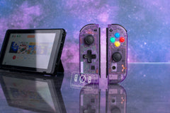 Custom Nintendo Switch Clear Joy-Con Controllers Atomic Purple D-Pad SNES Buttons