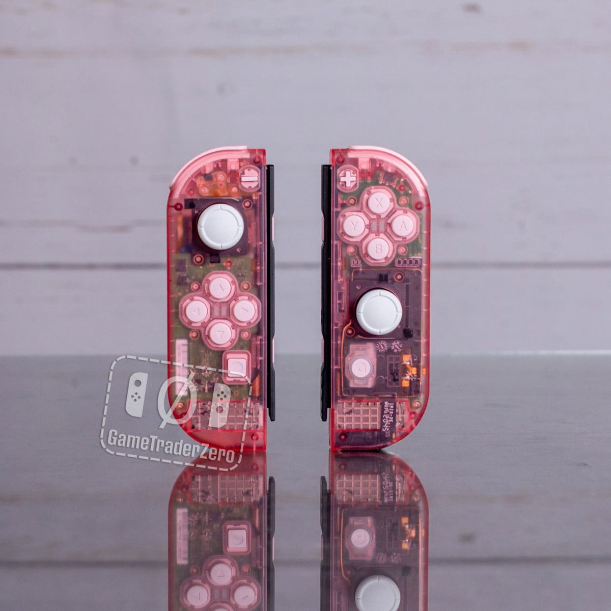 Custom Nintendo Switch "Gameboy Clear Pink" Joy-Con Controllers with Pink Buttons