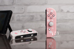 Sakura Flowers Joy-Con Mod with Pink Hearts Candy Buttons Pink and White Nintendo SWITCH Controllers