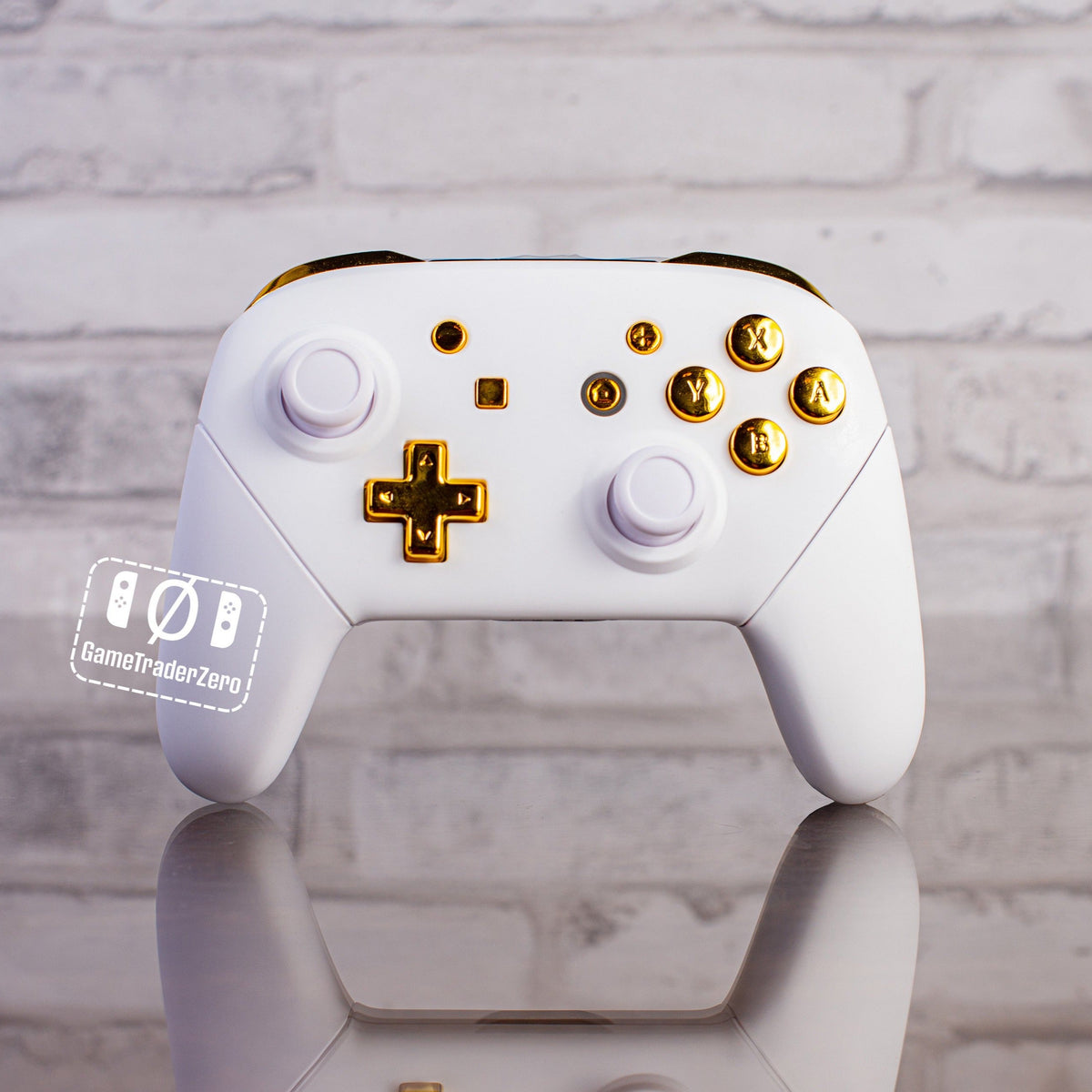 Nintendo Switch Pro Controller Mod White with Gold Buttons Elegant Minimalistic Customized Controller