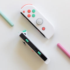 Custom JoyCons Nintendo Switch Joy-Con Controller Mods White with Mint and Coral Pink Buttons
