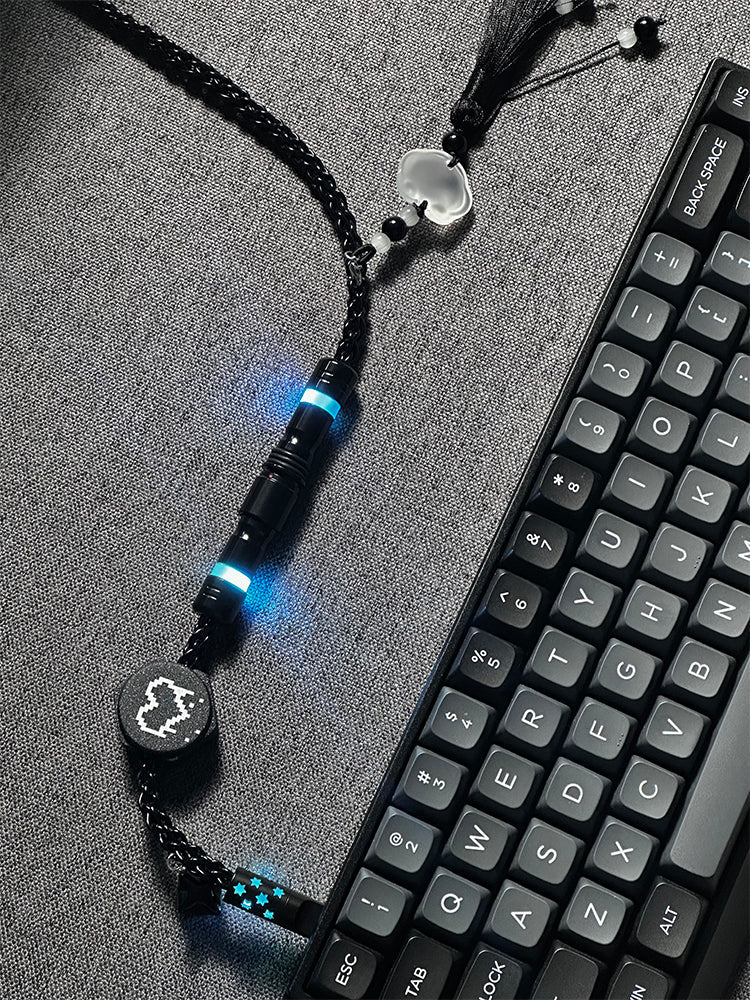 Ink Black USB-C RGB Aviator Handmade Coiled Cable