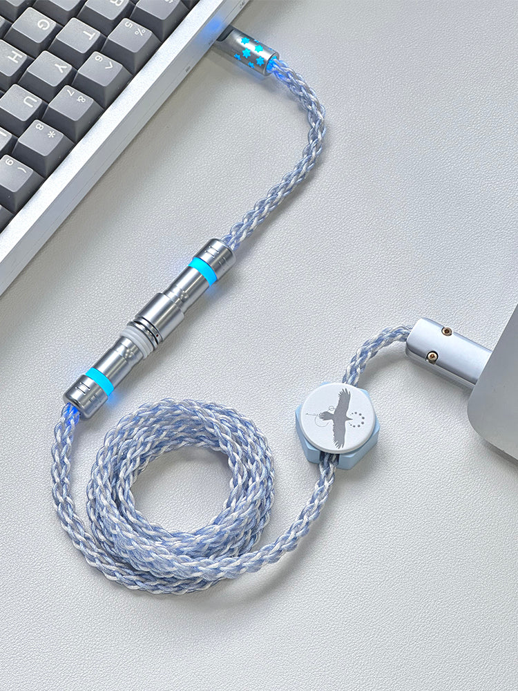 Blue Bird USB-C RGB Aviator Handmade Coiled Cable